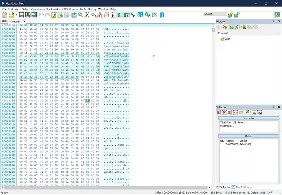 screenshot of Free Hex Editor Neo